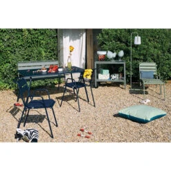 Galette Color Mix Pour Chaise FERMOB Monceau - Bleu Nuit -Mobilier De Jardin 2721 coussin galette bleu ambiance 1