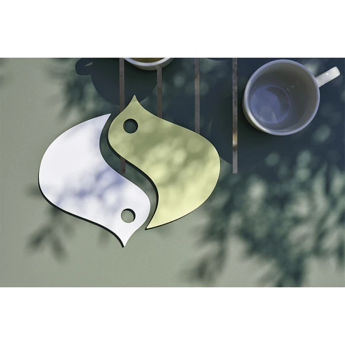 Dessous De Plat FERMOB Oiseaux - Citron Givré / Blanc Coton 2 Dessous De Plat FERMOB Oiseaux - Citron Givré / Blanc Coton – Image 2