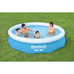 Piscine Autoportée Bestway Fast Set™ 3,05 X 0,66 M Avec Filtration -Mobilier De Jardin 57458 piscine hors sol bestway ronde fast set 305 66 ambiance 2