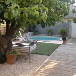 Piscine En Bois Octogonale Ubbink Océa 5,10 X 1,20 M - Liner Beige -Mobilier De Jardin 7504510 piscine bois octogonale ubbink ocea 580 beige ambiance 1