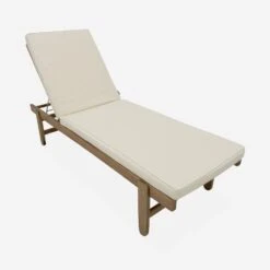 Bain De Soleil Bois Multi Positions Avec Roulettes (lot De 2) Couleur : Beige -Mobilier De Jardin ACLOUNGEX2BG 02