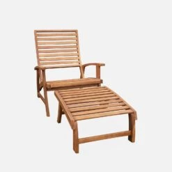 Chaise Avec Repose-pied Bois (lot De 2) -Mobilier De Jardin ACRLXFTBGX2 05
