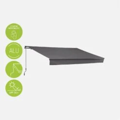 Store Banne Manuel 4x2,5m Couleur : Gris -Mobilier De Jardin AWM4X25KDGY 01bis