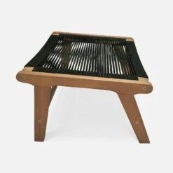 Chaise De Jardin En Bois Et Corde Avec Repose Pieds Couleur : Noir -Mobilier De Jardin ECRLXROPEBK 04