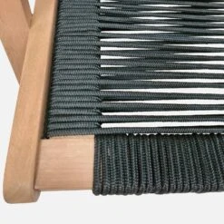 Chaise De Jardin En Bois Et Corde Avec Repose Pieds Couleur : Noir -Mobilier De Jardin ECRLXROPEBK 05