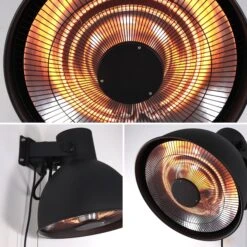 Parasol Chauffant Mural électrique 2000W -Mobilier De Jardin EHW2000WACBK 04