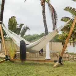 Toile De Hamac Polycoton 220 X 140 Cm Couleur : Ecru -Mobilier De Jardin HAMCOL220NAT 04