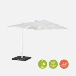 Parasol Déporté Rectangulaire 3x4 M -Mobilier De Jardin HU3X4WH 01bis