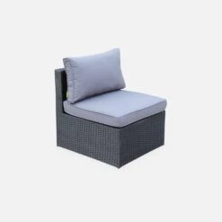 Salon De Jardin Résine Tressée 5 Places Couleur : Noir / Gris 9 Salon De Jardin Résine Tressée 5 Places Couleur : Noir / Gris -Mobilier De Jardin LCA007BLACKGY 03