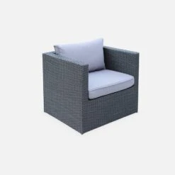 Salon De Jardin Résine Tressée 5 Places Couleur : Noir / Gris 10 Salon De Jardin Résine Tressée 5 Places Couleur : Noir / Gris -Mobilier De Jardin LCA007BLACKGY 04