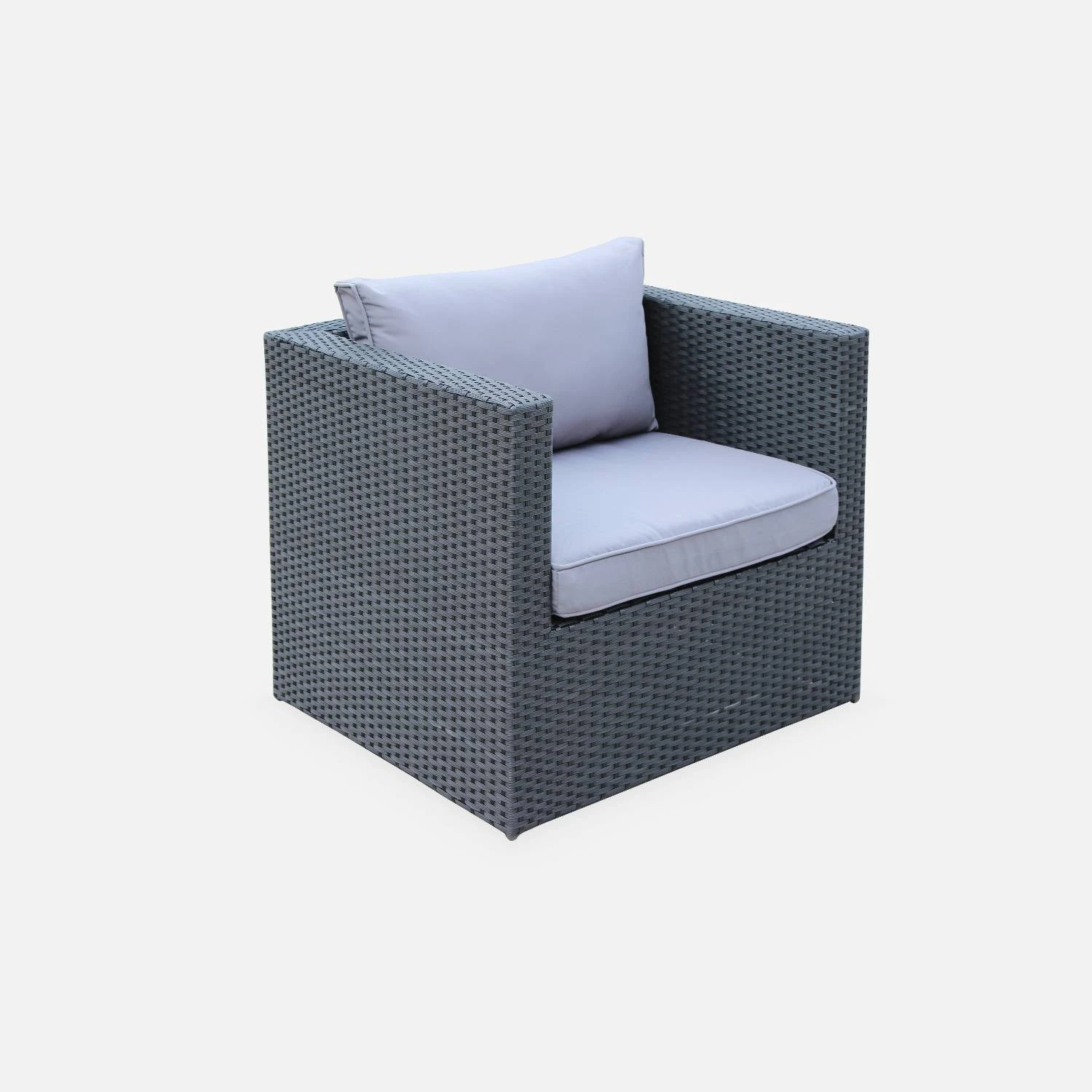 Salon De Jardin Résine Tressée 5 Places Couleur : Noir / Gris 5 Salon De Jardin Résine Tressée 5 Places Couleur : Noir / Gris – Image 5