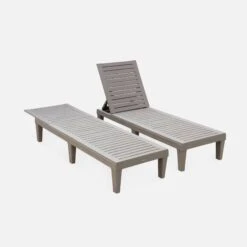 Bain De Soleil Plastique Multi Positions (lot De 2) Couleur : Gris -Mobilier De Jardin PLOUNGEX2GY 03