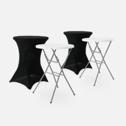 Table Mange Debout Pliable Avec Housse De Protection (lot De 2) Couleur : Noir -Mobilier De Jardin RECPL80X2BKCOV 01