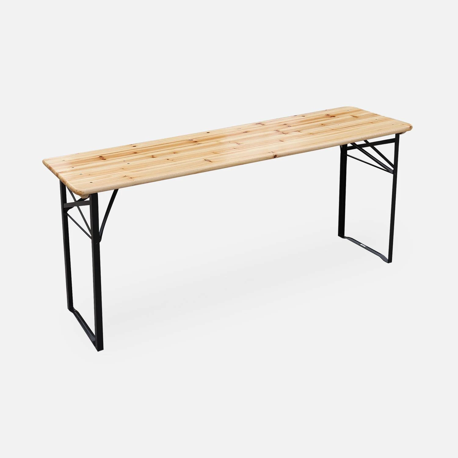 Table Bois + 2 Bancs Pliable, 6 Places 9 Table Bois + 2 Bancs Pliable, 6 Places – Image 9