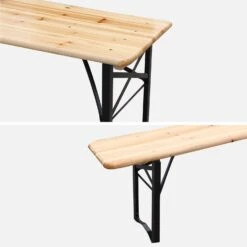 Table Bois + 2 Bancs Pliable, 6 Places 15 Table Bois + 2 Bancs Pliable, 6 Places -Mobilier De Jardin RECWD180SET 05