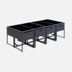 Table De Jardin Encastrable Résine Tressée, 8 Chaises Couleur : Marron -Mobilier De Jardin WK8CUBEBN 02