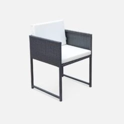 Table De Jardin Encastrable Résine Tressée, 8 Chaises Couleur : Marron -Mobilier De Jardin WK8CUBEBN 04