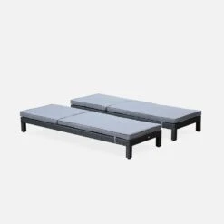 Bain De Soleil Résine Tressée, Multi Positions (lot De 2) Couleur : Noir / Gris -Mobilier De Jardin WKLOUNGEBKGYX2 02