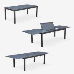 Table De Jardin Extensible Aluminium, 8 Chaises Couleur : Anthracite -Mobilier De Jardin XTP300R8CO 04