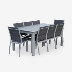 Table De Jardin Extensible Aluminium, 8 Chaises Couleur : Gris / Gris Foncé 9 Table De Jardin Extensible Aluminium, 8 Chaises Couleur : Gris / Gris Foncé -Mobilier De Jardin XTSAF245R8AT 02