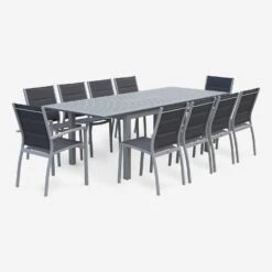 Table De Jardin Extensible Aluminium, 8 Chaises Couleur : Gris / Gris Foncé 10 Table De Jardin Extensible Aluminium, 8 Chaises Couleur : Gris / Gris Foncé -Mobilier De Jardin XTSAF245R8AT 03