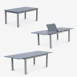 Table De Jardin Extensible Aluminium, 8 Chaises Couleur : Gris / Gris Foncé 13 Table De Jardin Extensible Aluminium, 8 Chaises Couleur : Gris / Gris Foncé -Mobilier De Jardin XTSAF245R8AT 04