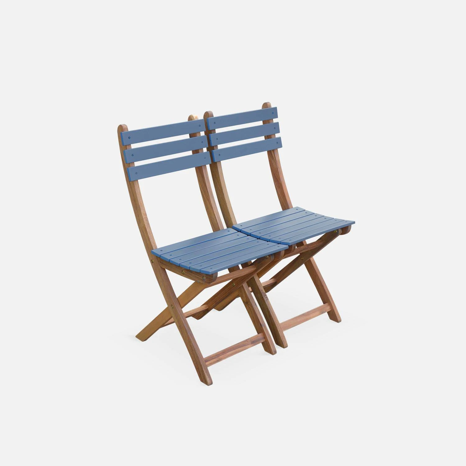 Table De Jardin Pliable Bois, 2 Chaises Couleur : Bleu 5 Table De Jardin Pliable Bois, 2 Chaises Couleur : Bleu – Image 5
