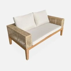 Salon De Jardin Cannage Et Bois 4 Places, Beige Couleur : Teck -Mobilier De Jardin accan3101bg 229a93e7833a43fcd83b97eee311a57e