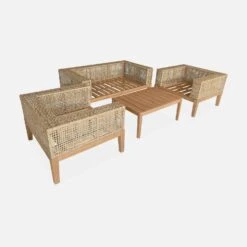 Salon De Jardin Cannage Et Bois 4 Places, Beige Couleur : Teck -Mobilier De Jardin accan3101bg 4b2094310a6336d74e33f1b09bf599cb
