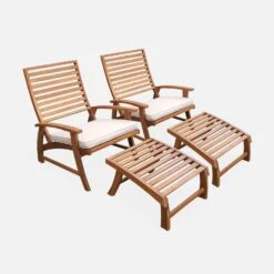 Chaise Avec Repose-pied Bois (lot De 2) -Mobilier De Jardin acrlxftbgx2 7020920adfae3e384f3b5fa620d138e6