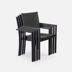 Table De Jardin Aluminium Et Textilène, 6 Chaises Empilables Couleur : Anthracite / Gris -Mobilier De Jardin af150r6at e29d504699721d417f273b63b5e99c83