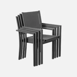 Table De Jardin Aluminium Et Textilène, 8 Chaises Empilables Couleur : Anthracite / Gris -Mobilier De Jardin af180r8at 572a846f2b5217690638e3a50b9a2424