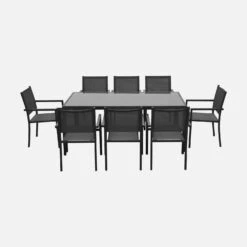 Table De Jardin Aluminium Et Textilène, 8 Chaises Empilables Couleur : Anthracite / Gris -Mobilier De Jardin af180r8at 62fbd7e0aca6e88f498dee16bc99b760