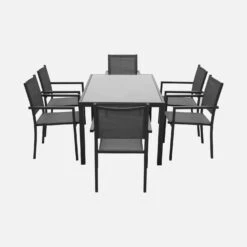Table De Jardin Aluminium Et Textilène, 8 Chaises Empilables Couleur : Anthracite / Gris -Mobilier De Jardin af180r8at aed530d2850f60f3fe68cc2e30c1d6ce