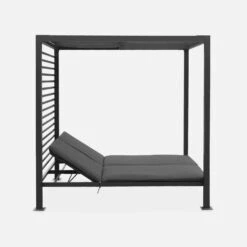 Lit De Jardin Aluminium, 2 Matelas Inclinables, Toit Avec Panneaux Amovibles Couleur : Anthracite / Anthracite -Mobilier De Jardin afsunbedat 7c2b459f051374669bfe6ed563f7c027