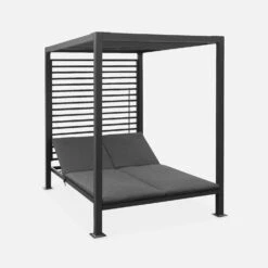 Lit De Jardin Aluminium, 2 Matelas Inclinables, Toit Avec Panneaux Amovibles Couleur : Anthracite / Anthracite -Mobilier De Jardin afsunbedat 8908909e4478a6681a34cccdb4fa1e34