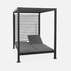 Lit De Jardin Aluminium, 2 Matelas Inclinables, Toit Avec Panneaux Amovibles Couleur : Anthracite / Anthracite -Mobilier De Jardin afsunbedat e83fd82217b547b1b37689c77a66e166