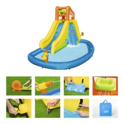 Aire De Jeux Avec Toboggan, Pataugeoire Et Canon à Eau Bestway Mont Splashmore -Mobilier De Jardin aire jeux bestway mont splashmore 53345 9
