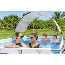 Auvent Pour Piscine Tubulaire Bestway Largeur 2,10 à 3,40 M 9 Auvent Pour Piscine Tubulaire Bestway Largeur 2,10 à 3,40 M -Mobilier De Jardin auvent ovale bestway ambiance 2