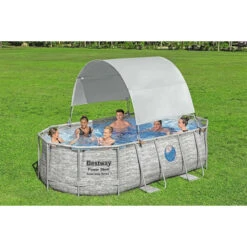 Auvent Pour Piscine Tubulaire Bestway Largeur 2,10 à 3,40 M 8 Auvent Pour Piscine Tubulaire Bestway Largeur 2,10 à 3,40 M -Mobilier De Jardin auvent ovale bestway ambiance