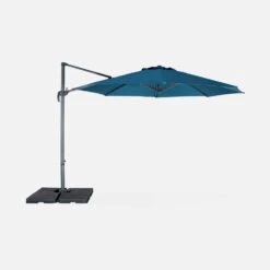 Parasol Déporté Rond Ø 350cm Couleur : Bleu Canard -Mobilier De Jardin cdukd350bd f950e8cb68f4a93cf39aa71fc6ce5422