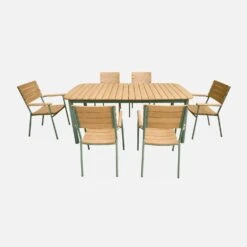 Table De Jardin Bois Et Aluminium 190cm, 6 Chaises Empilables -Mobilier De Jardin ec190r6aseggy 470880723b604906ab94cd2c2655803d