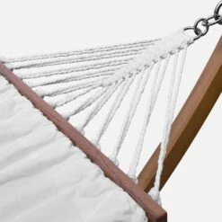 Hamac Sur Pieds En Bois, Toile En Coton Couleur : Blanc -Mobilier De Jardin echammocknat 4f71a4a1b698750967ba6b98f63cdaa5