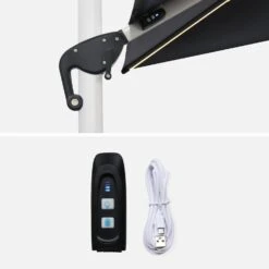 Parasol LED Déporté Carré 3x3m Couleur : Anthracite -Mobilier De Jardin hdu3x3leddkgy 89b99a62e2648b82cbf7fa240ca5aa81