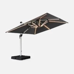 Parasol LED Déporté Carré 3x3m Couleur : Anthracite -Mobilier De Jardin hdu3x3leddkgy 9ee6bb56acff9ddf157b2be5f6321d23