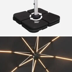 Parasol LED Déporté Carré 3x3m Couleur : Anthracite -Mobilier De Jardin hdu3x3leddkgy a178fa293c0f05b770d2b2b3624a38f0