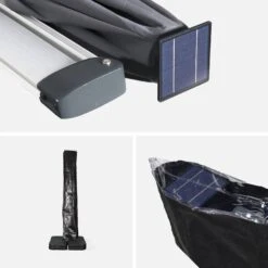 Parasol LED Déporté Carré 3x3m Couleur : Anthracite -Mobilier De Jardin hdu3x3leddkgy cfa9f00a7ca452890ecd2ff0ef19f89a