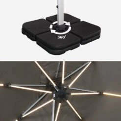 Parasol LED Déporté Rectangulaire 3x4m Couleur : Taupe -Mobilier De Jardin hdu3x4ledbn 2fe5ead7ddbcc43557a96c43d10e8064