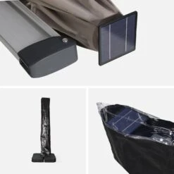 Parasol LED Déporté Rectangulaire 3x4m Couleur : Taupe -Mobilier De Jardin hdu3x4ledbn 832ccde4db3d22eb9c46187353f00820