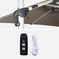 Parasol LED Déporté Rectangulaire 3x4m Couleur : Taupe -Mobilier De Jardin hdu3x4ledbn a6f0cedf16071e15da44f8664c0aafe3